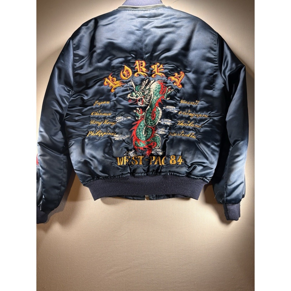 Vintage 1984 West-PAC Korea Souvenir Jacket Sukajan Dragon Satin Bomber Jacket L